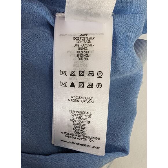 Victoria Beckham Blue Crepe Pleated Dress in Lagoon Blue Size 0 Sleeveless Shift - Picture 9 of 11